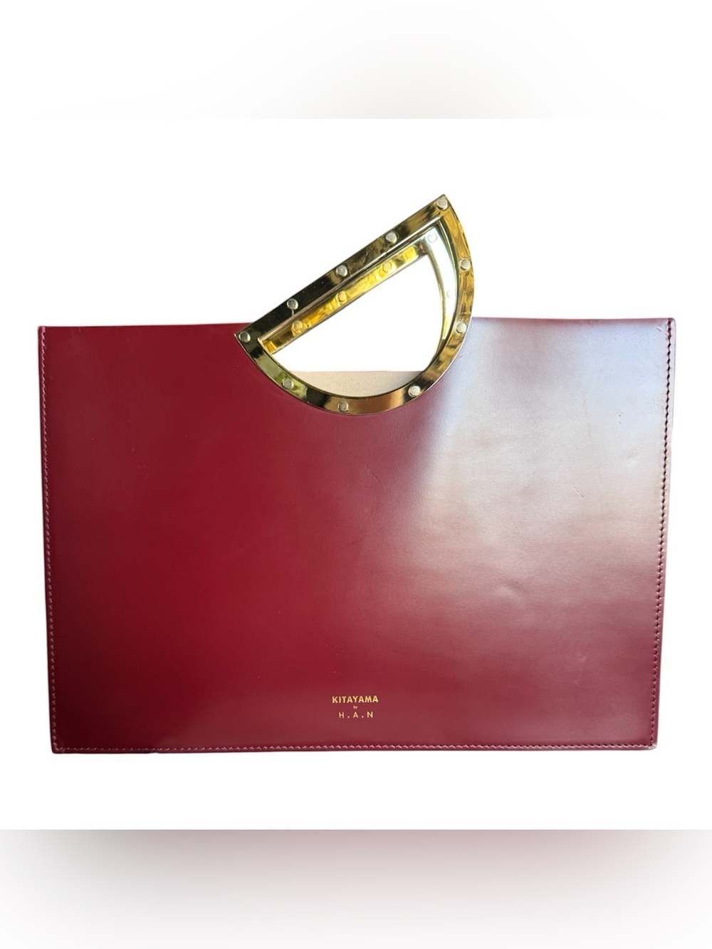 KITAYAMA x H.A.N Triton Burgundy Architectural Leather Tote Bag - Picture 7 of 16